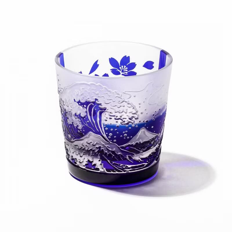 (一對價)150cc【太武朗工房】赤富士與波富士對杯 江戶硝子