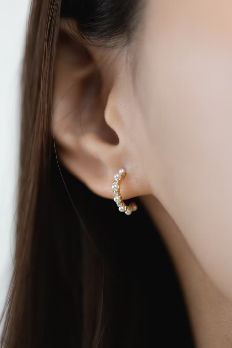 Delicate 細緻鑲嵌鋯石珍珠耳環 925純銀鍍18k金