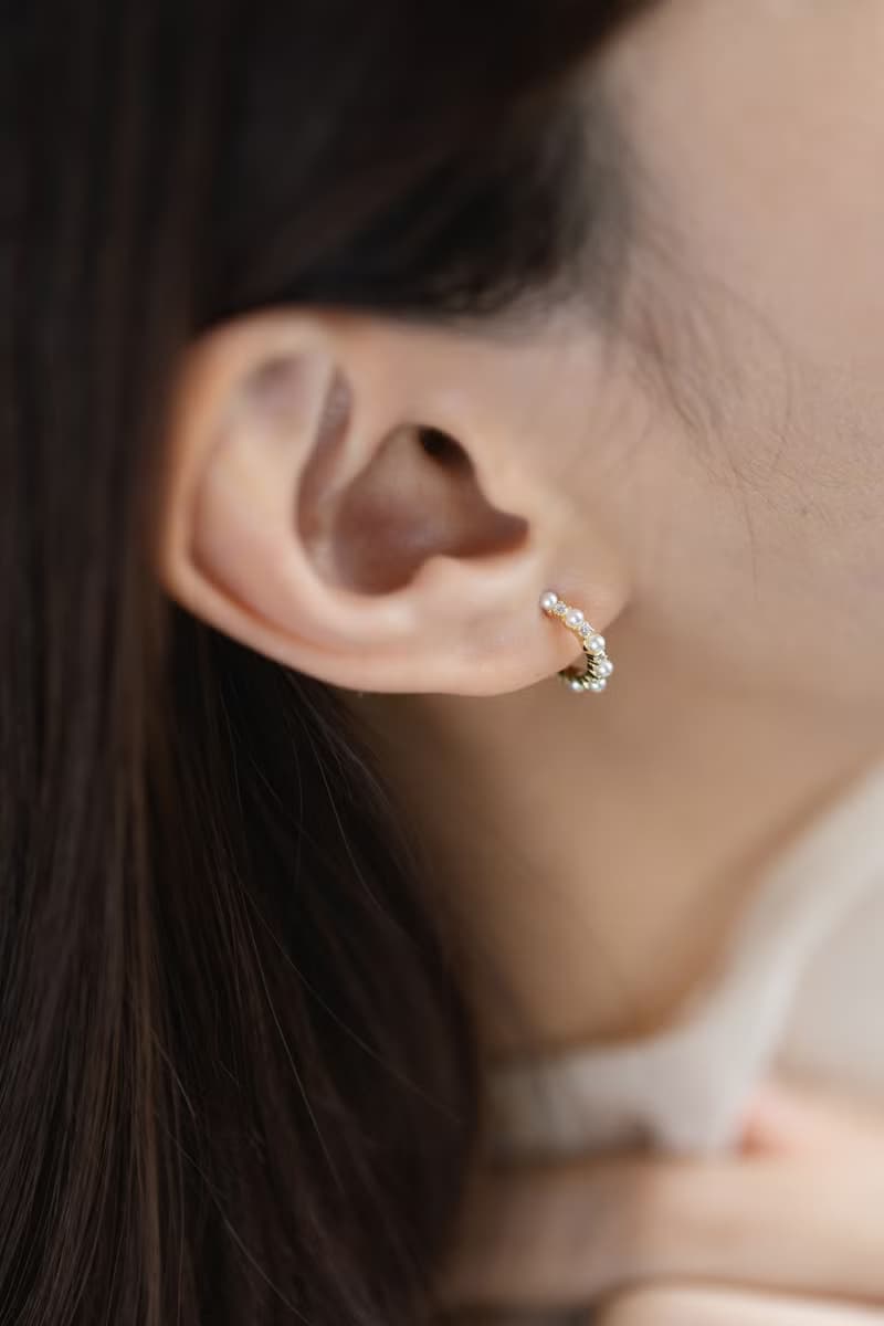 Delicate 細緻鑲嵌鋯石珍珠耳環 925純銀鍍18k金