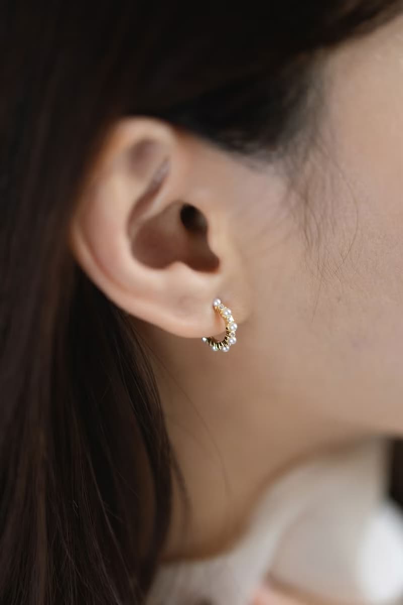 Delicate 細緻鑲嵌鋯石珍珠耳環 925純銀鍍18k金