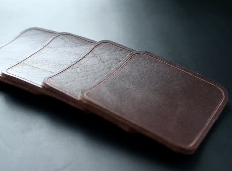 Genuine Leather Coaster Set of 4 Coasters Dark brown Drink Coaster square Saddle