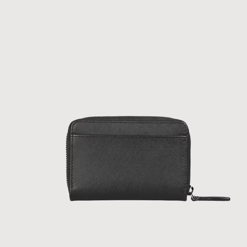【免費升級送禮包裝】亞當 拉鍊零錢包-黑色(金LOGO)/BF504-TW161
