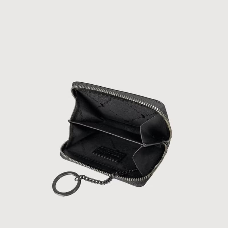 【免費升級送禮包裝】亞當 拉鍊零錢包-黑色(金LOGO)/BF504-TW161