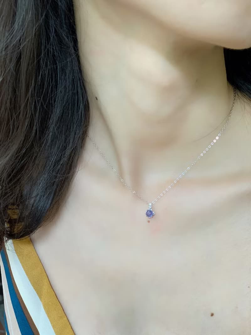 丹泉石坦桑石925純銀簡約風格項鍊