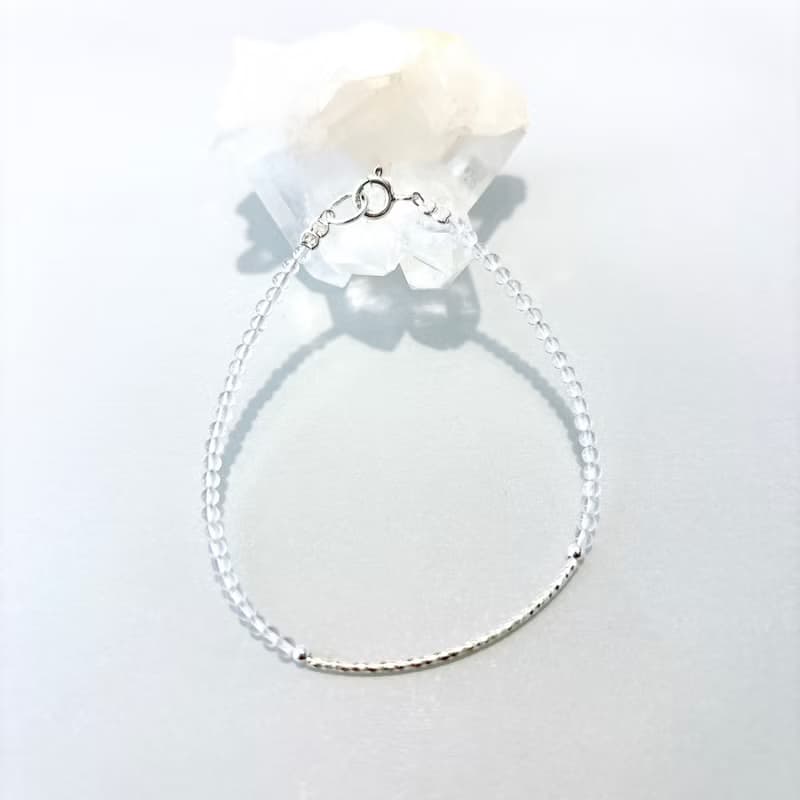 Ops Rock Crystal silver bracelet -白水晶/銀管/簡約/純銀/手鍊