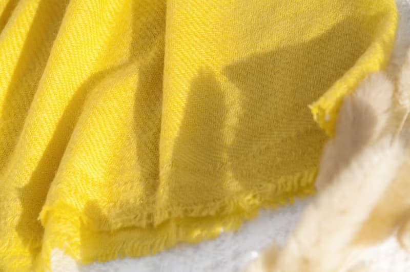 Pashmina 羊絨圍巾 編織圍巾 手工編織 喀什米爾Cashmere/羊絨圍巾/純羊毛圍巾披巾/戒指絨披肩-陽光黃色