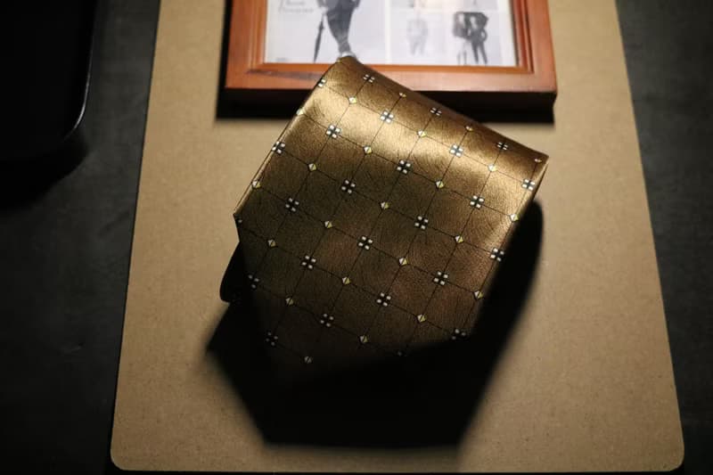 复古金色花纹领带商务型男正装百搭necktie