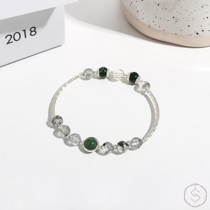 滄海 | 綠幽靈 水草瑪瑙 S925純銀 | 天然水晶手鍊