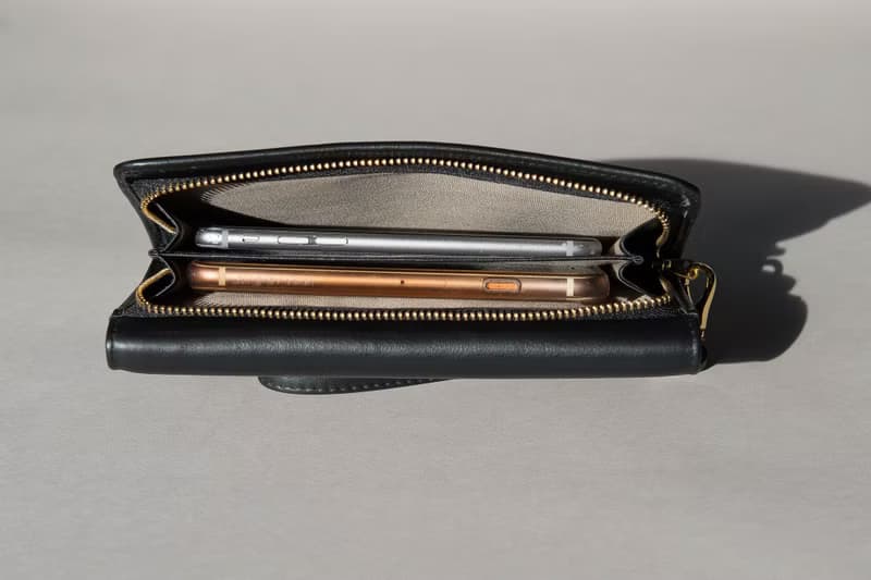 HAPPY - MINIMAL SOFT COW LEATHER PURSE/LONG WALLET-BLACK