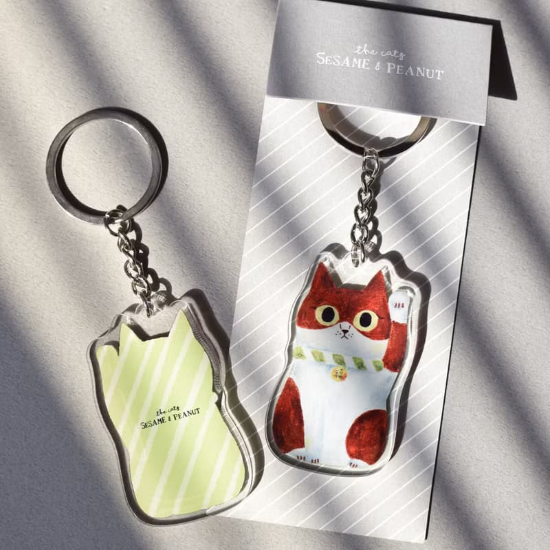 花生招財貓 壓克力鑰匙圈