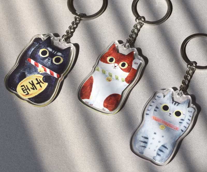花生招財貓 壓克力鑰匙圈
