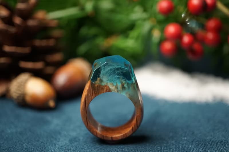 紅橡木冷夜極光木戒