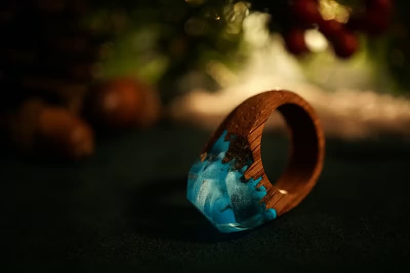 紅橡木冷夜極光木戒