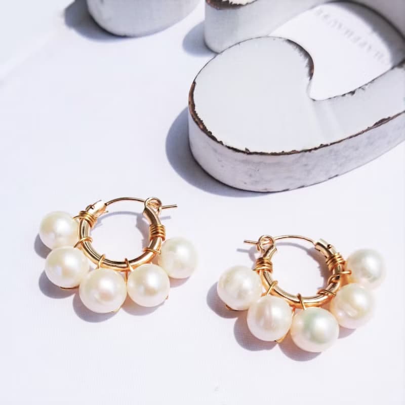 14kgf BIG freshwater pearl bubble pierce/earring 耳針/耳夾
