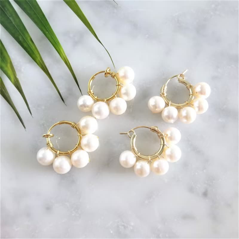 14kgf BIG freshwater pearl bubble pierce/earring 耳針/耳夾