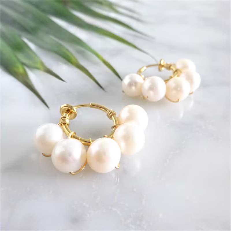 14kgf BIG freshwater pearl bubble pierce/earring 耳針/耳夾