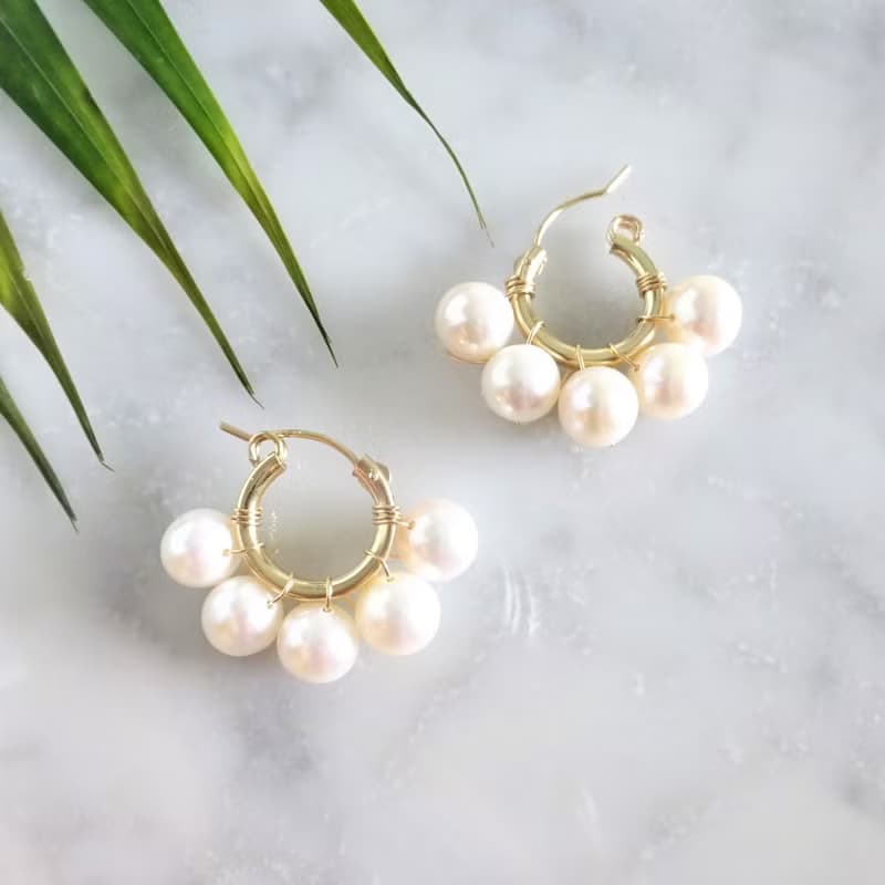 14kgf BIG freshwater pearl bubble pierce/earring 耳針/耳夾