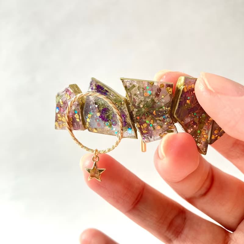アゲートスライス ポニーフック きらきら ドライフラワー 押し花 花 フラワー 星 スター