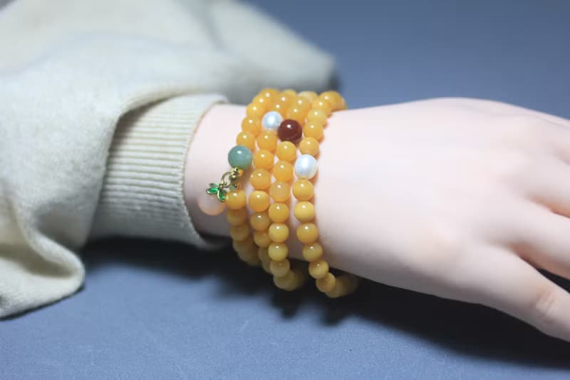 【水蜜桃手鏈】天然黃龍玉6mm 圓珠 甜蜜蜜手串送禮女款