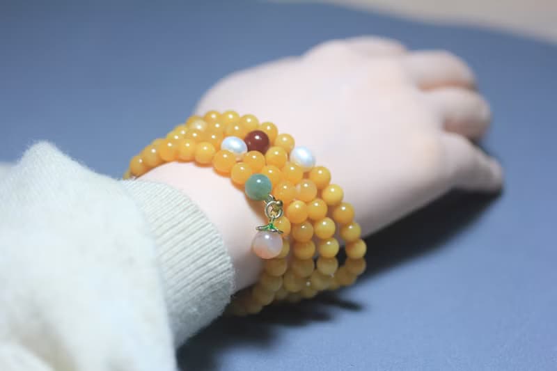 【水蜜桃手鏈】天然黃龍玉6mm 圓珠 甜蜜蜜手串送禮女款