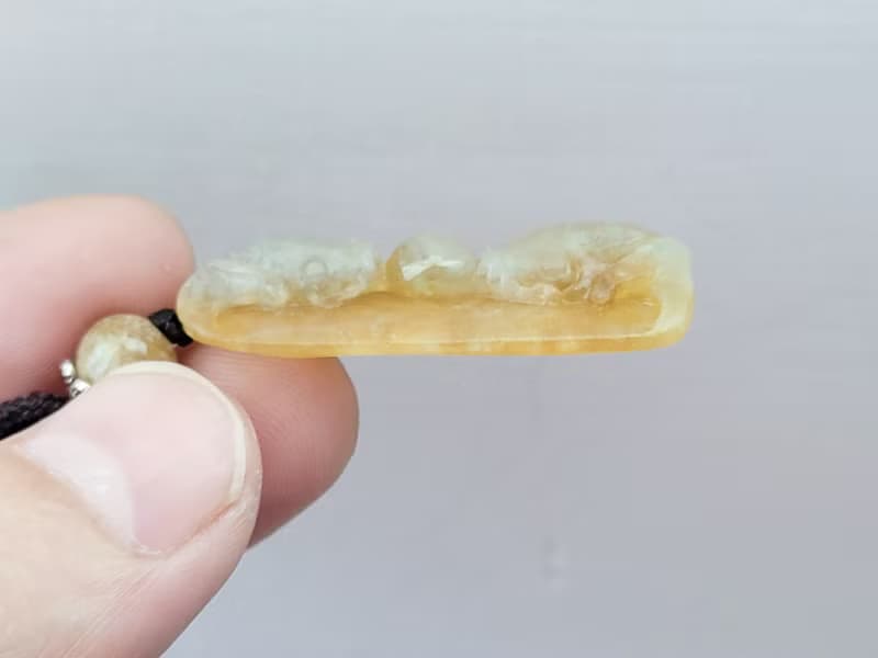 【親翠】天然翡翠 冰糖黃磨砂雙金鯉魚躍龍門項鍊 | 適合送長輩