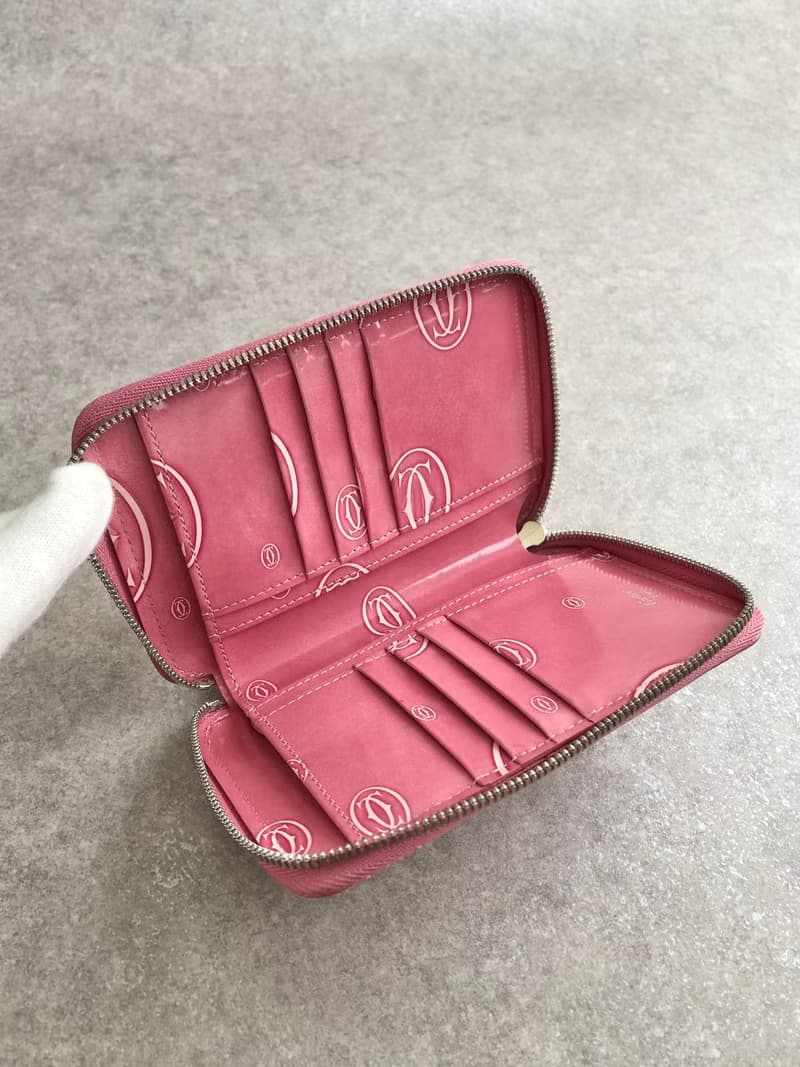 【 日本直送　名牌中古包 】Cartier カルティエ ハッピーバースデー 財布 ピンク エナメルレザー 二つ折り財布 vintage akkt2f