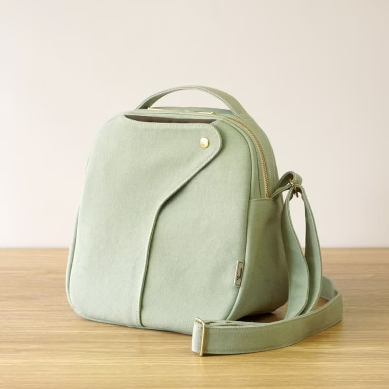 ショコラ / ペールグリーン × カーキ 【受注制作】 Trocco 帆布バッグ