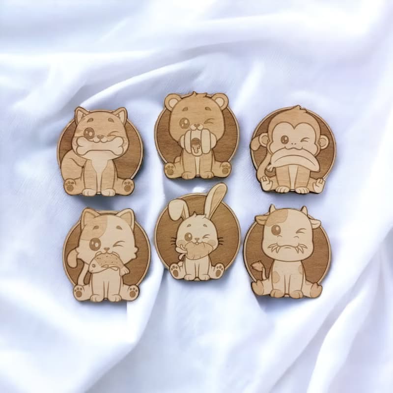 Cute Animals Wooden Coaster Set – Adorable Animal Designs - Safari Theme