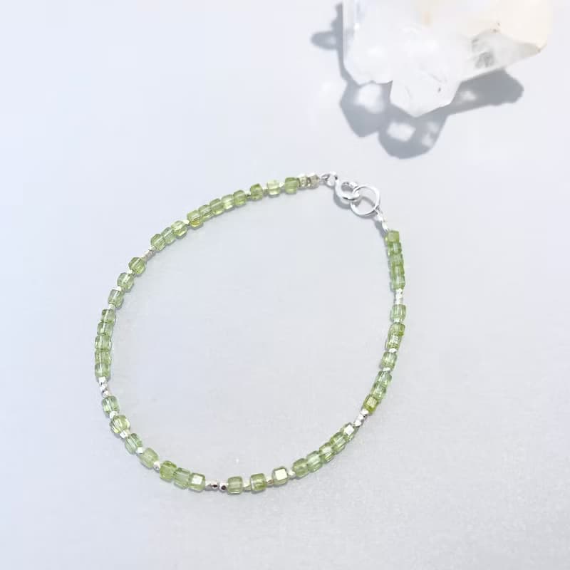 Ops Peridot silver bracelet -方糖/橄欖石/綠色/細緻/簡約/手鍊