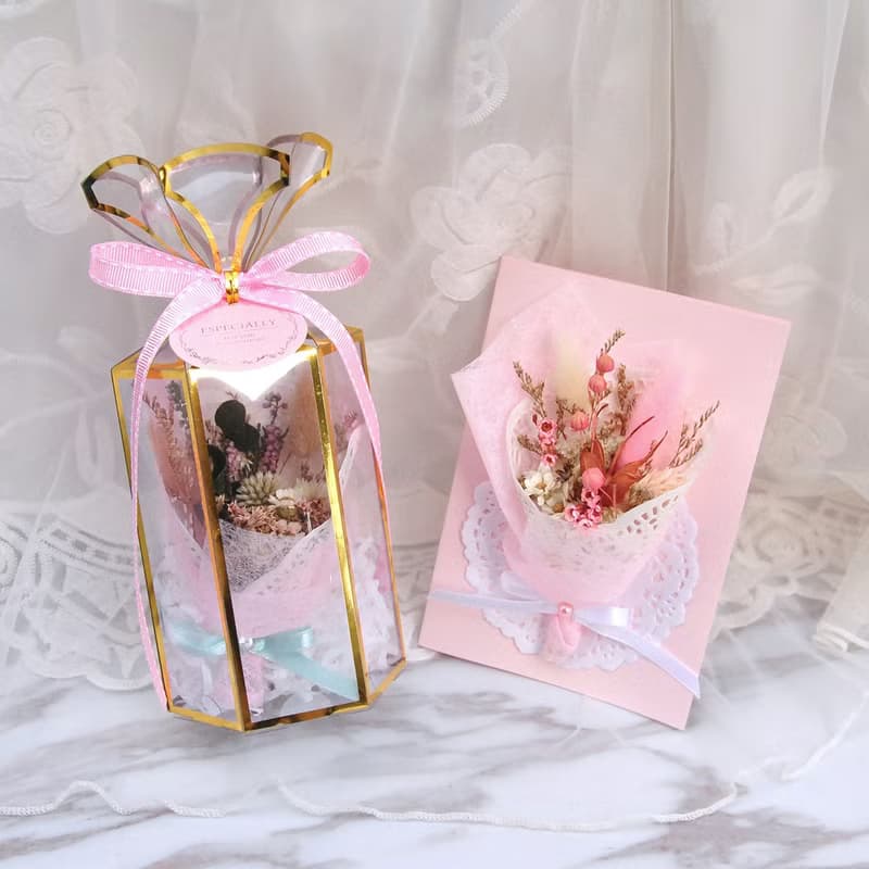 Goody Bag - 迷你乾燥花束(中)+卡片禮盒組 生日禮物 聖誕禮物