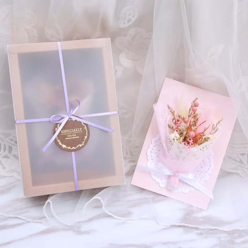 Goody Bag - 迷你乾燥花束(中)+卡片禮盒組 生日禮物 聖誕禮物