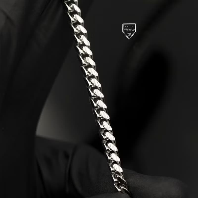 5mm純銀邁阿密古巴項鍊 純銀實心 素銀鍊