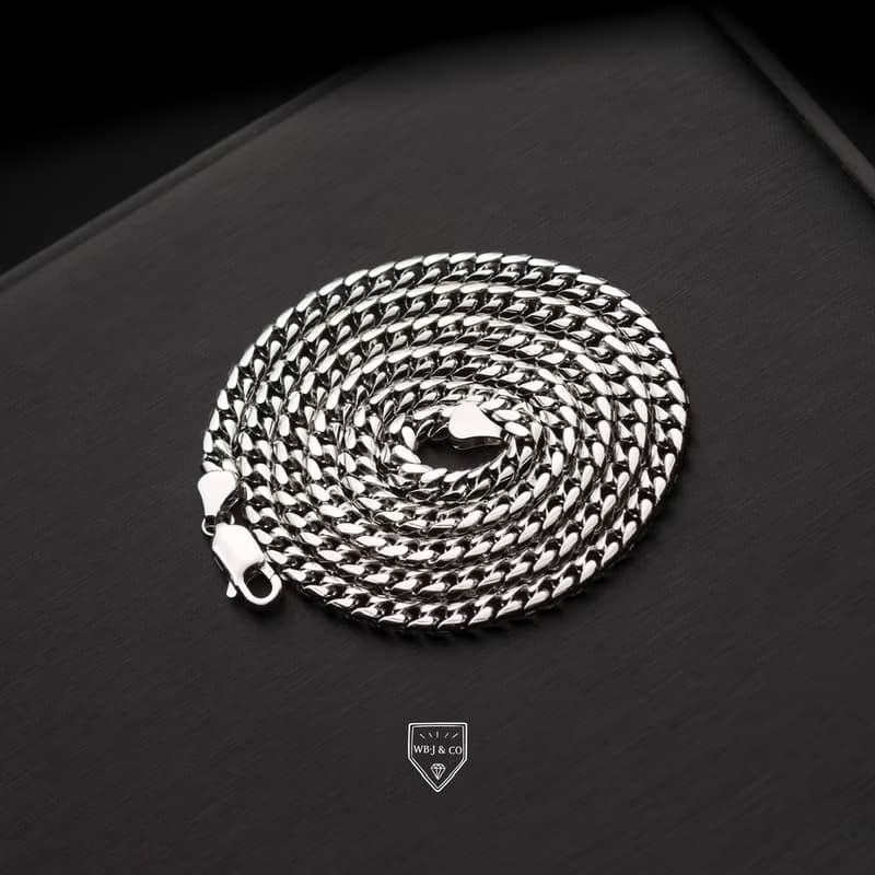 5mm純銀邁阿密古巴項鍊 純銀實心 素銀鍊