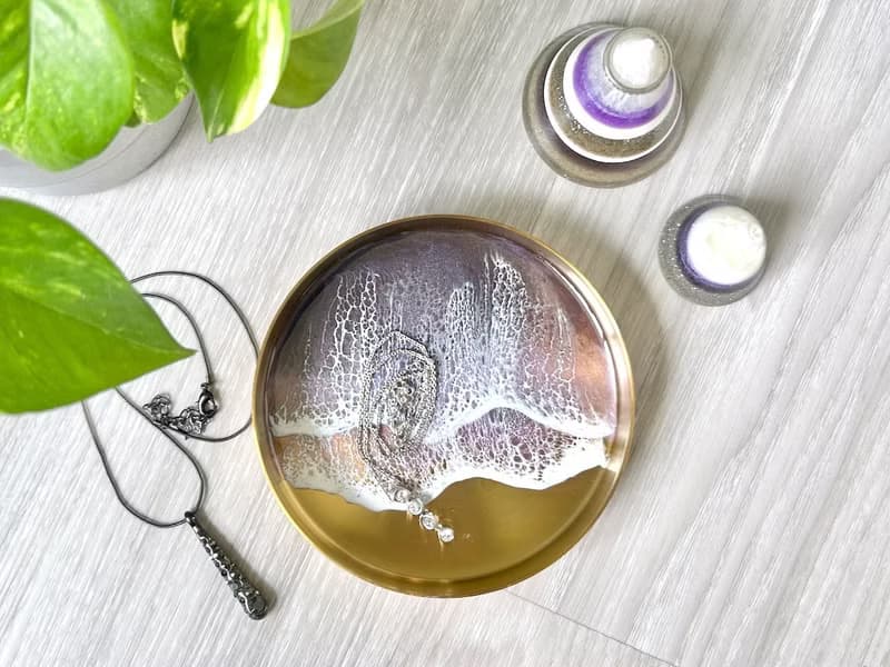 Metal Display Tray, Deep Purple Ocean, Wedding Gift, Home Gift