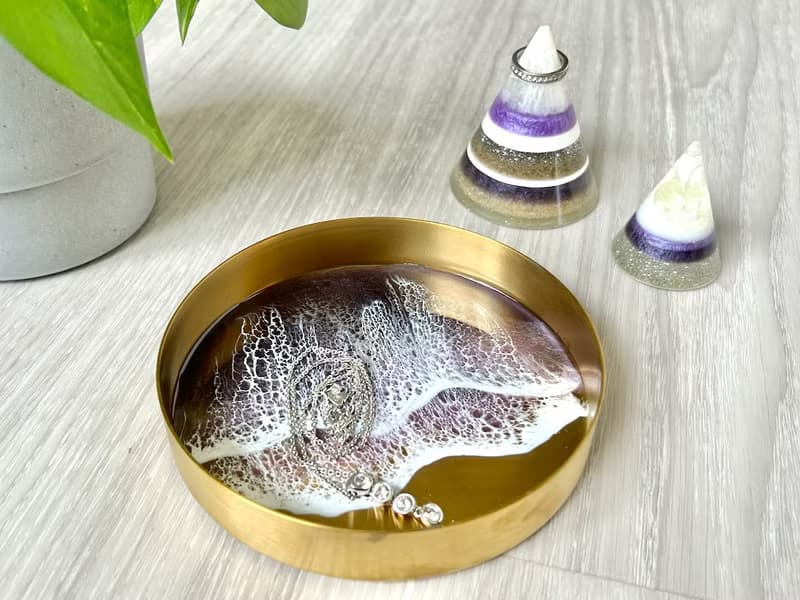 Metal Display Tray, Deep Purple Ocean, Wedding Gift, Home Gift