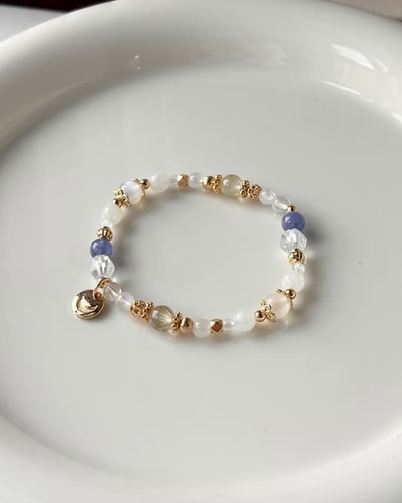 /月光庭/撫平情緒 直覺力 財運 愛情丹泉石 白水晶 月光石 金髮晶