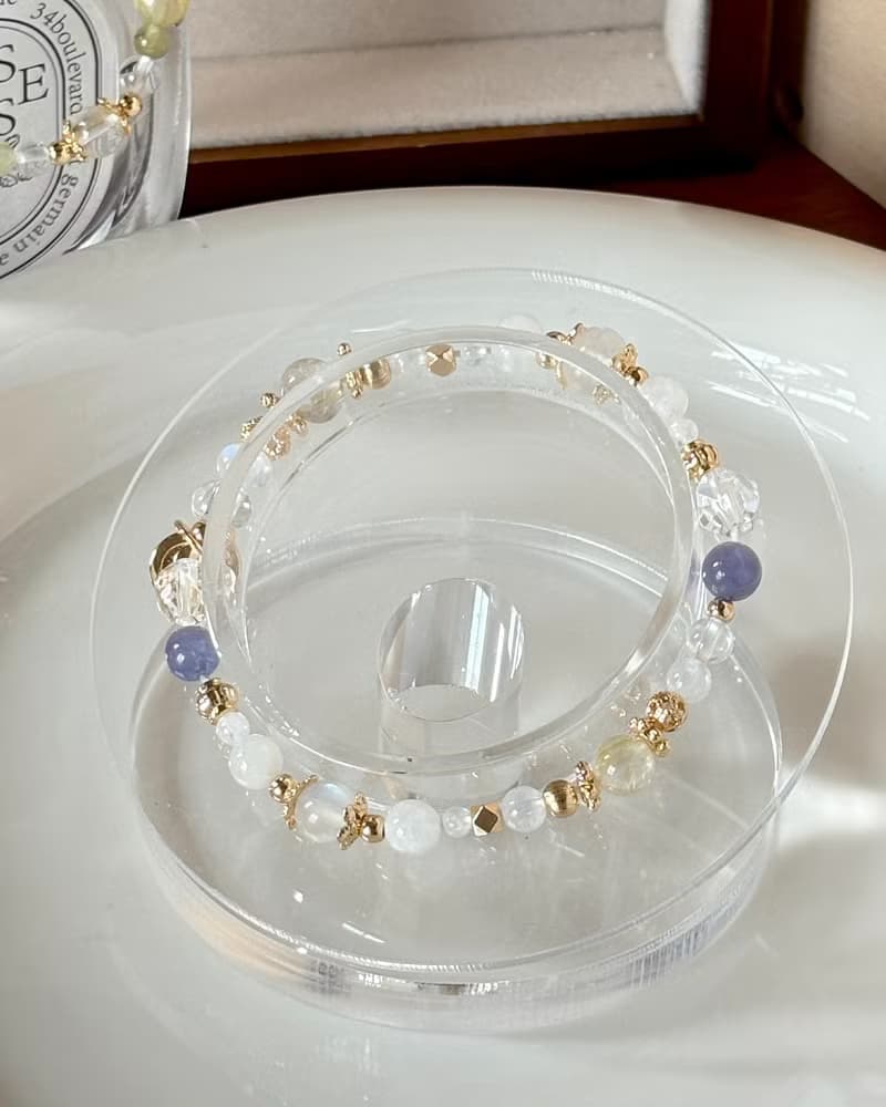 /月光庭/撫平情緒 直覺力 財運 愛情丹泉石 白水晶 月光石 金髮晶