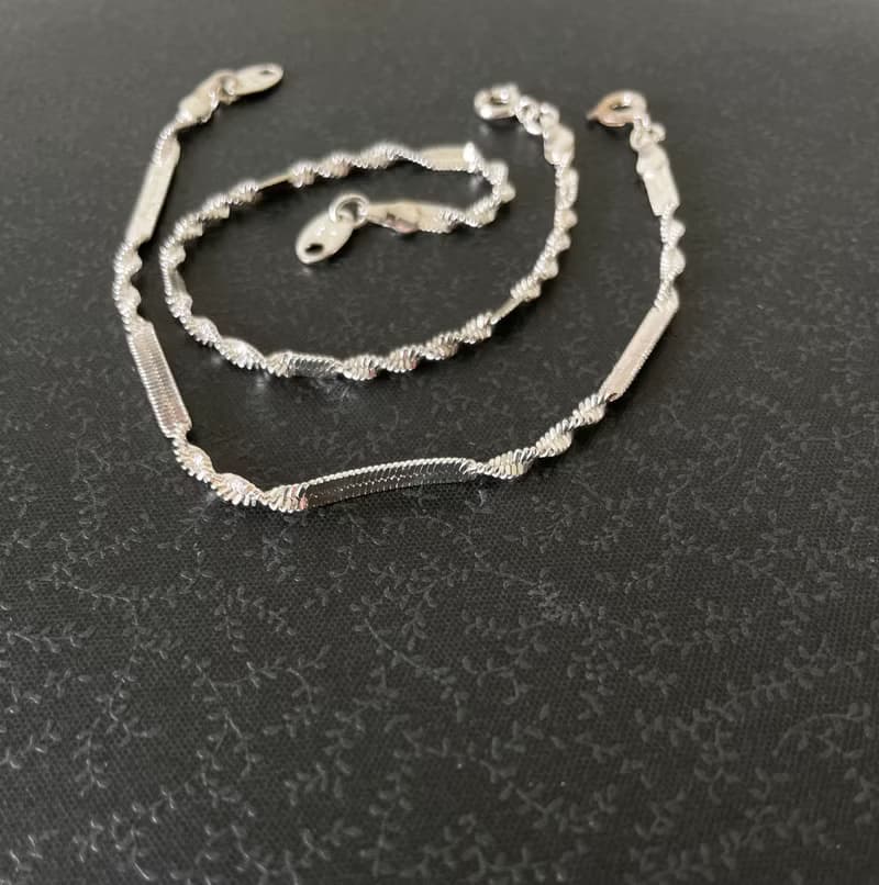 古董銀色扭結手鍊/腳鍊 AVON 1990年代 兩條一起合售