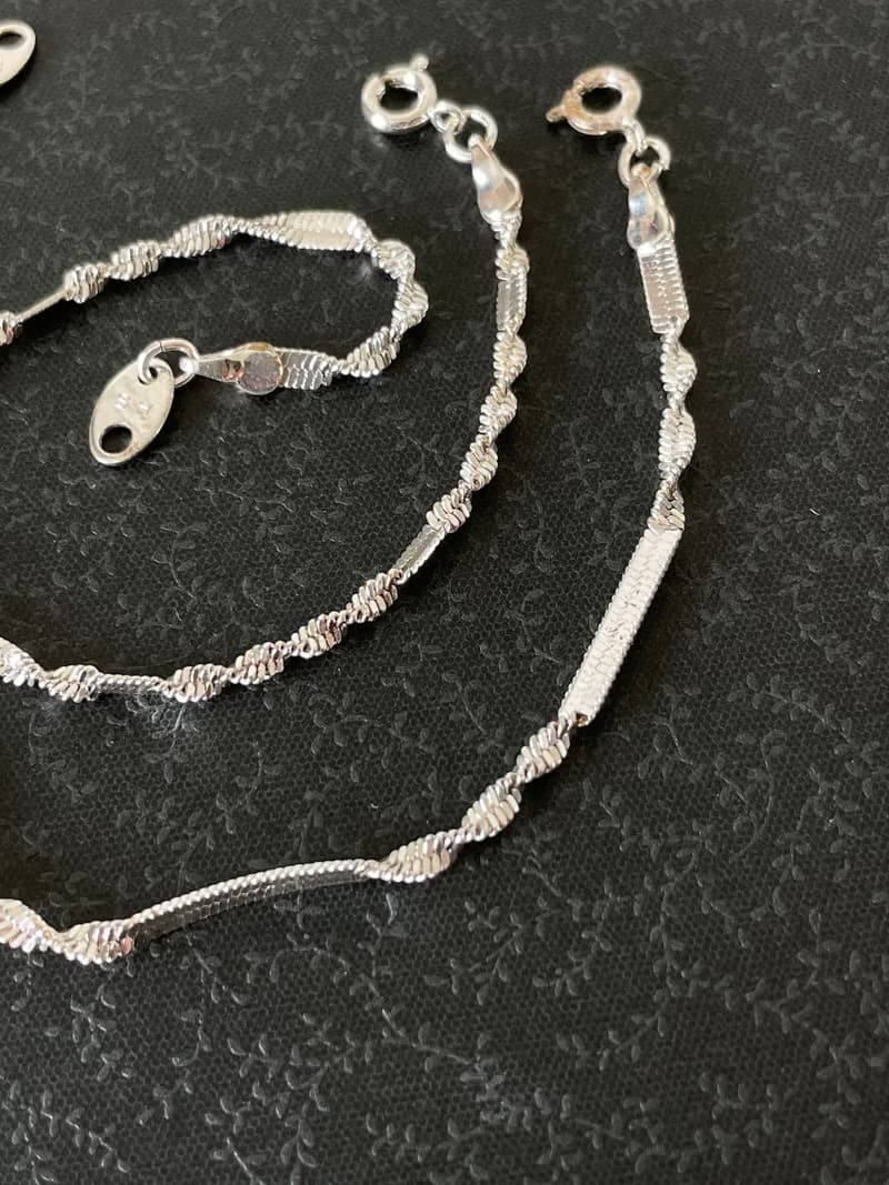 古董銀色扭結手鍊/腳鍊 AVON 1990年代 兩條一起合售