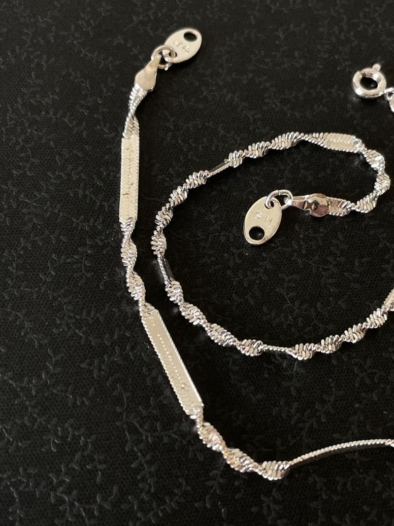 古董銀色扭結手鍊/腳鍊 AVON 1990年代 兩條一起合售