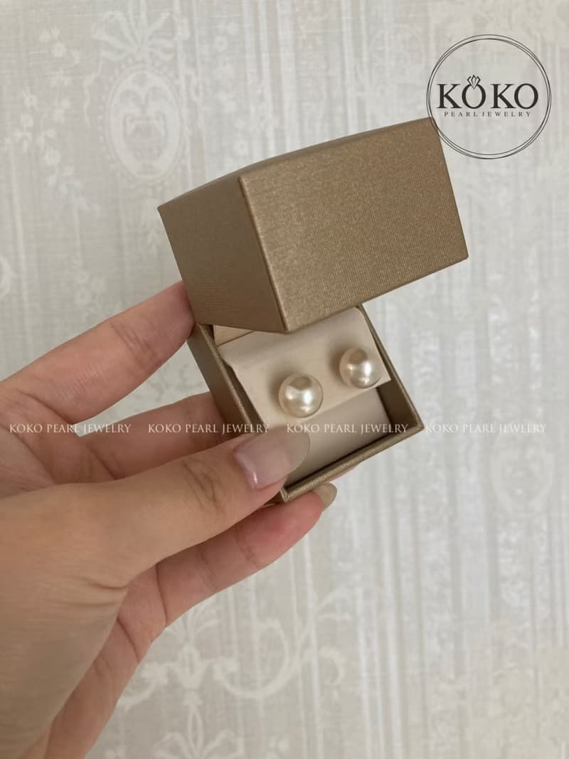 日本直送 香檳金色 11-12mm 南洋珍珠耳環 耳針 耳釘 珍珠耳夾