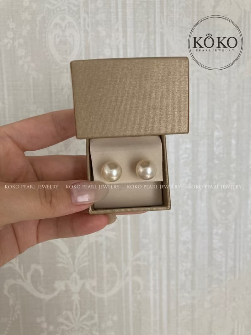 日本直送 香檳金色 11-12mm 南洋珍珠耳環 耳針 耳釘 珍珠耳夾