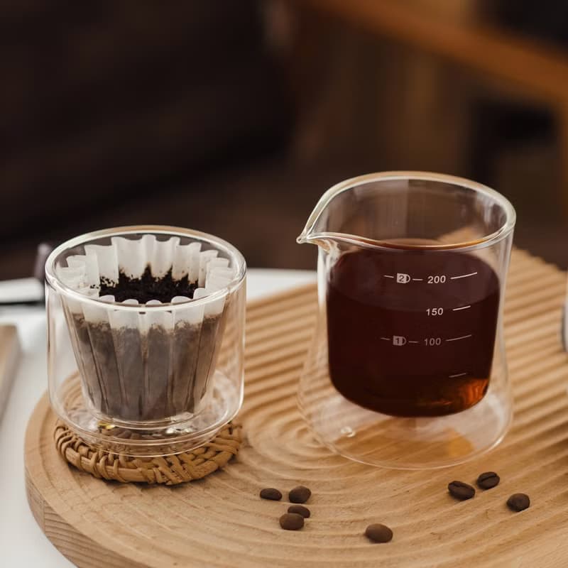 【手沖咖啡套裝禮盒】手沖壺/雙層玻璃濾杯組 母親節畢業禮物