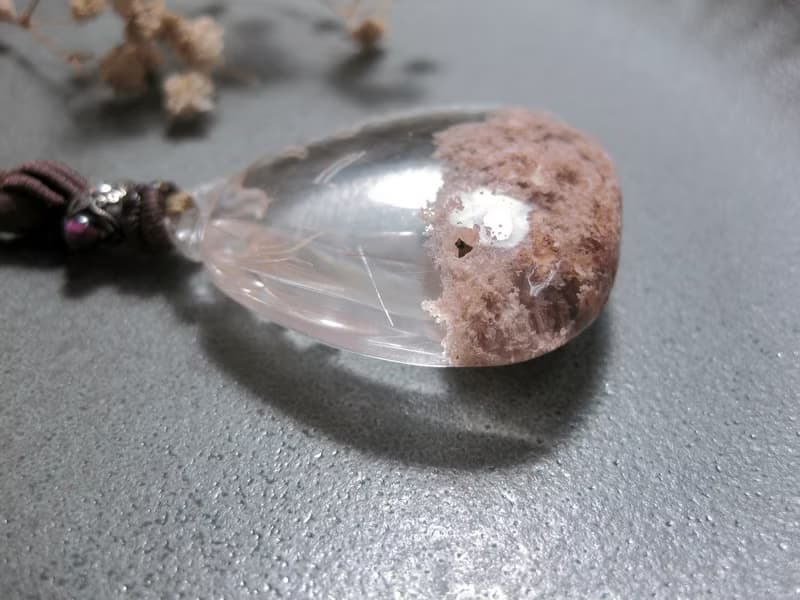 項鍊 天景系列 幽靈水晶(鈦晶共生)+紅石榴+925銀/天然獨特/