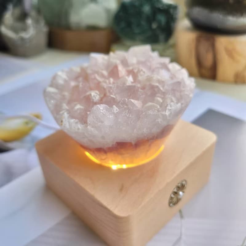巴西雪景紫水晶捧花/招財桃花貴人風水(附燈座)7-3