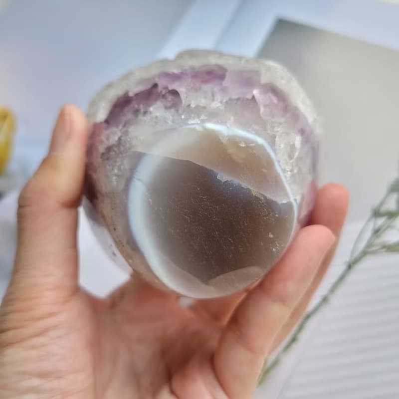巴西雪景紫水晶捧花/招財桃花貴人風水(附燈座)7-3