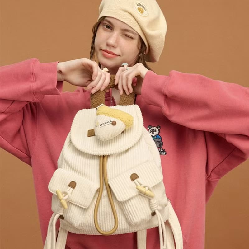 Vanwalk 台灣官方-披薩系列-絨絨雪少女後背包