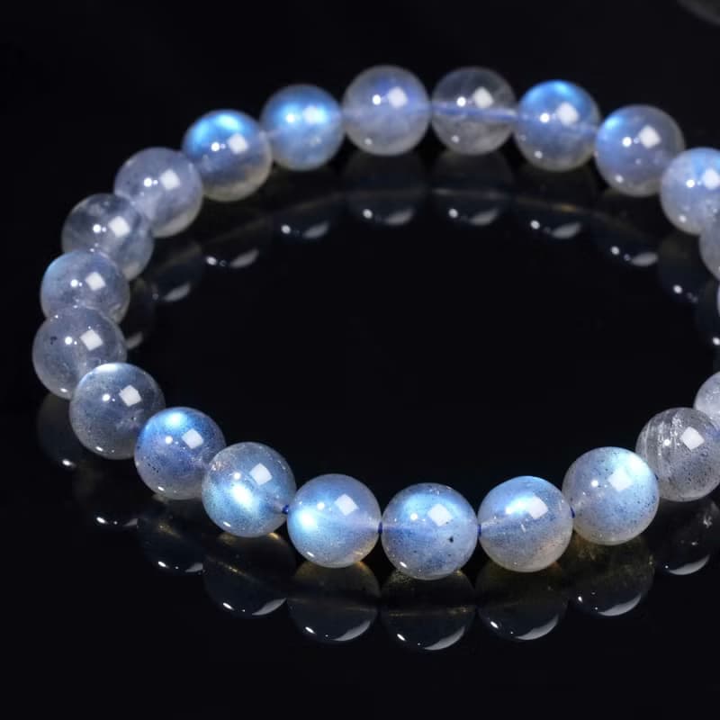 一圖一物│#392 8mm 藍光拉長石水晶手鍊 清透亮麗 灰月光石 飾品