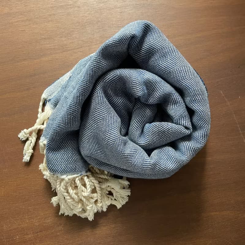 布爾丹手工織巾 - 樸素-藍 - 土耳其