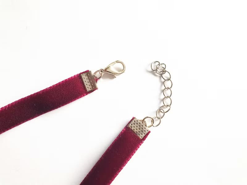 酒紅色天鵝絨布choker 可調長度 極簡美式風 純銀/不鏽鋼/合金